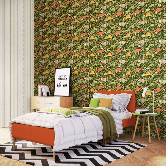 Jurassic Party Wallpaper - Olive Jungle - Hoopla Walls - HWA1309W - Premier Wallcovering