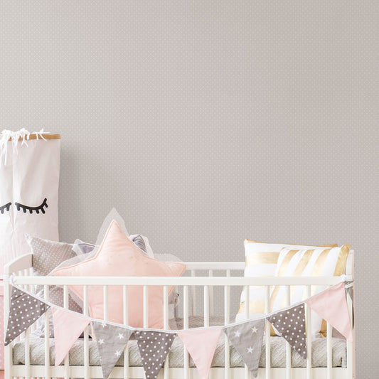 Just 4 Kids 2 Dots Wallpaper - Taupe / Grey - Galerie - G56510 - Premier Wallcovering