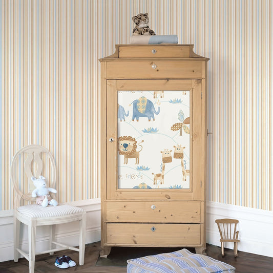 Just 4 Kids 2 Multi Stripe Wallpaper - Brown / Blue - Galerie - G56040 - Premier Wallcovering