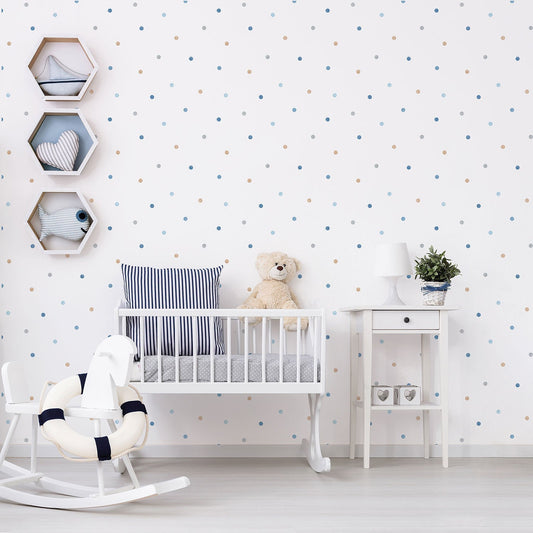 Just 4 Kids 2 Spots Wallpaper - Blue / Brown - Galerie - G56520 - Premier Wallcovering