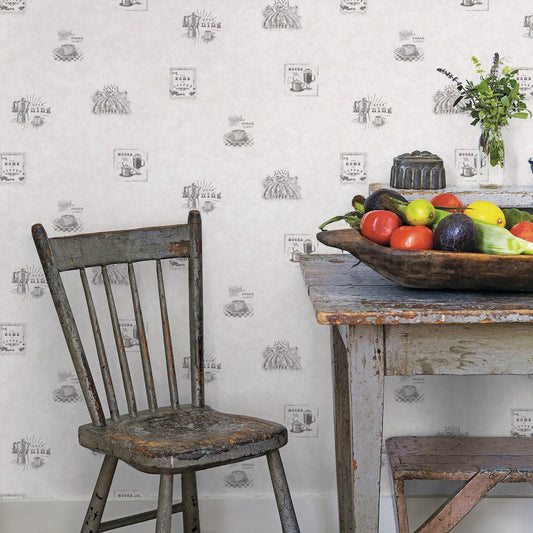 Just Kitchens Coffee Wallpaper - Black / Grey - Galerie - G45413 - Premier Wallcovering