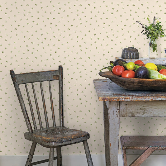 Just Kitchens Leaf Toss Wallpaper - Taupe / Green - Galerie - G45436 - Premier Wallcovering