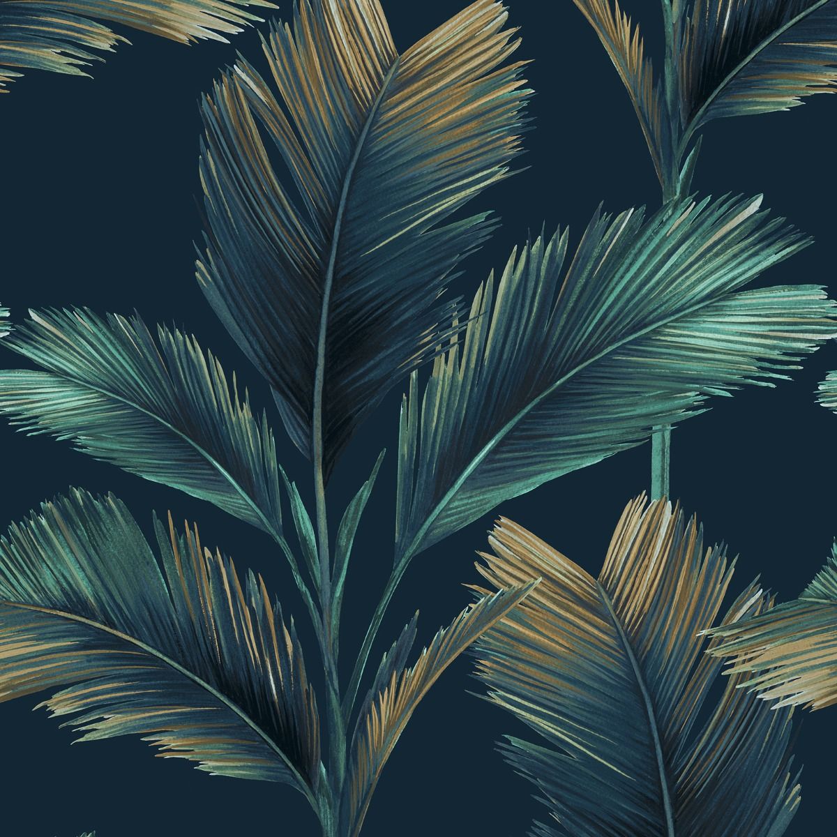Kailani Leaf Wallpaper - Dark Blue - Belgravia - 59119 - Premier Wallcovering