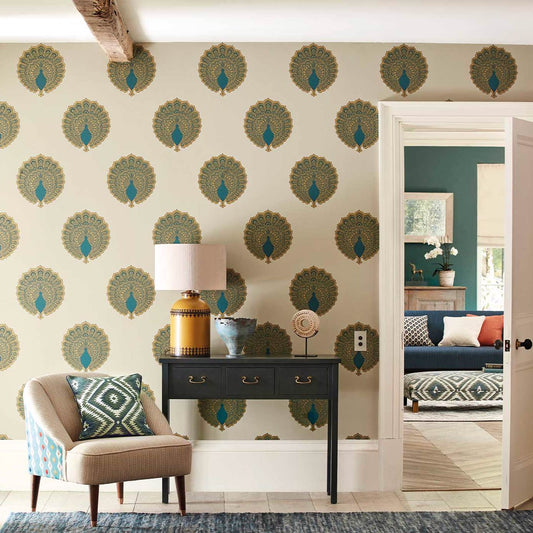 Kalapi Wallpaper - Peacock - Sanderson - DCPW216757 - Premier Wallcovering