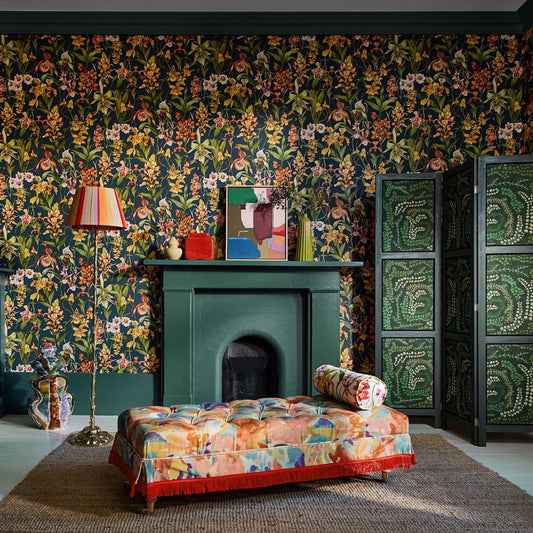 Kalina Wallpaper - Midnight/Baked Terracotta/Nectar - HC4W113010 - Harlequin - Premier Wallcovering