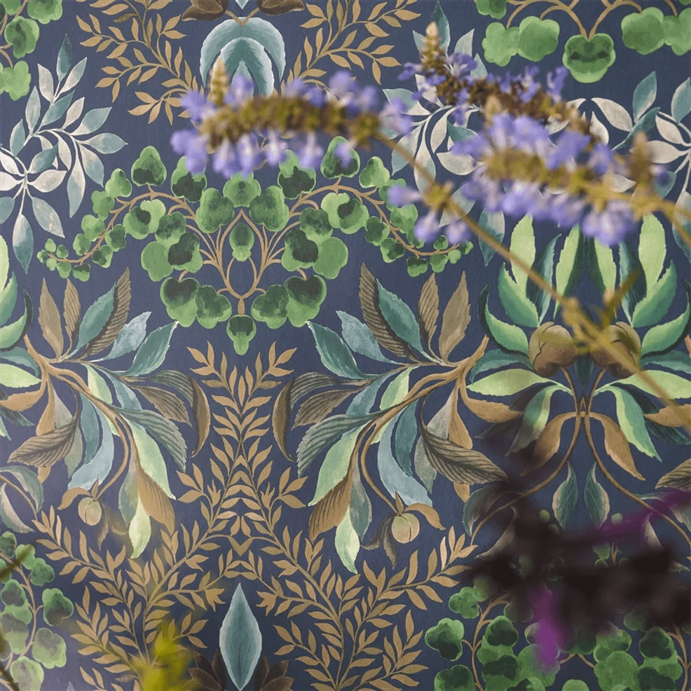 Karakusa Wallpaper - Midnight - PDG1157/06 - Designers Guild - Premier Wallcovering