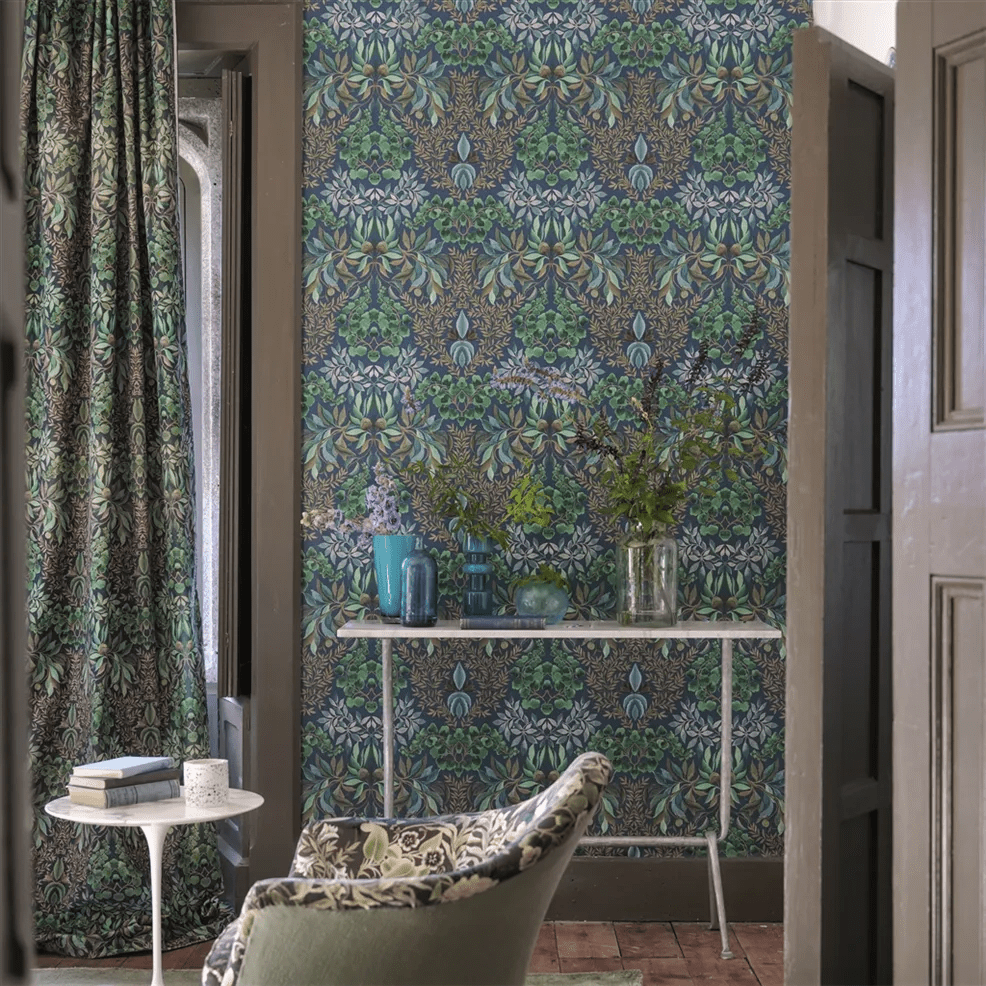 Karakusa Wallpaper - Midnight - PDG1157/06 - Designers Guild - Premier Wallcovering