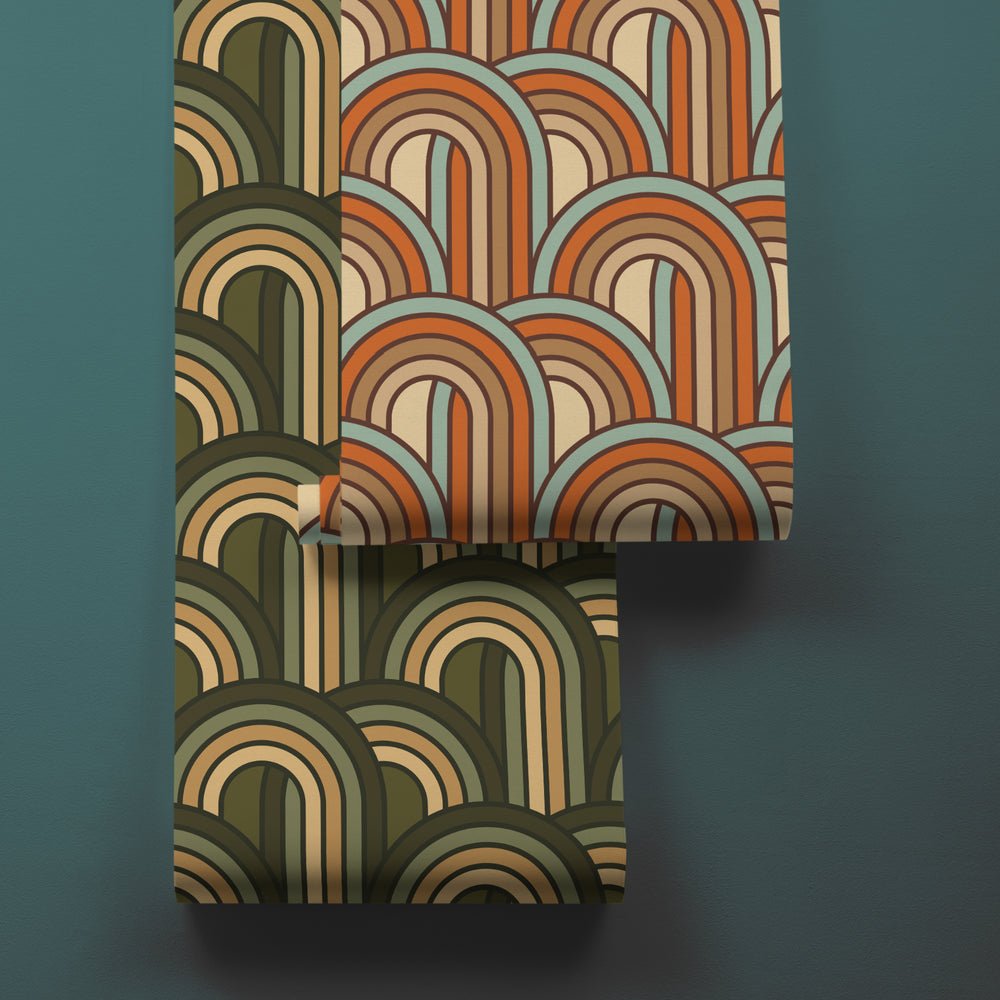 Keep on Rollin' Wallpaper - Duck Egg Blue, Burnt Orange & Sand - Lust Home - LH900351 - Premier Wallcovering