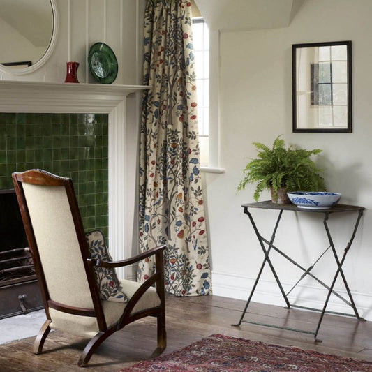 Kelmscott Tree Embroidery Fabric - Russet/Forest - Morris & Co - 230341 - Premier Wallcovering