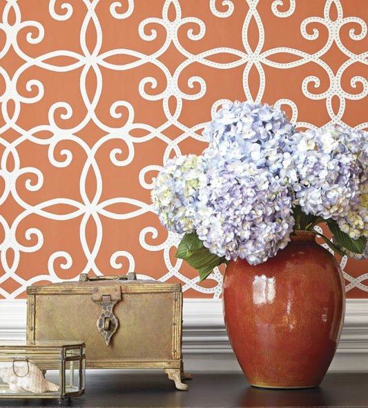 Kendall Wallpaper - Persimmon - Thibaut - T11068 - Premier Wallcovering