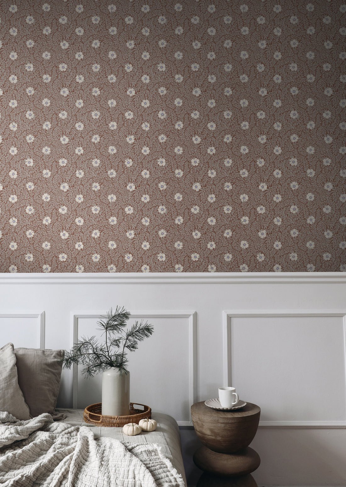Kicki Wallpaper - Terracota - Summer Gray - Premier Wallcovering