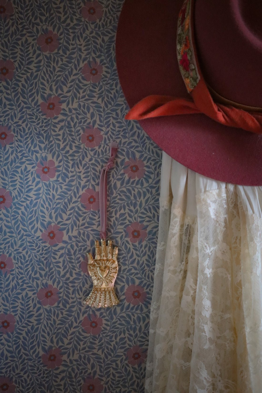 Kicki Wallpaper - Petal Pink - Summer Gray - Premier Wallcovering