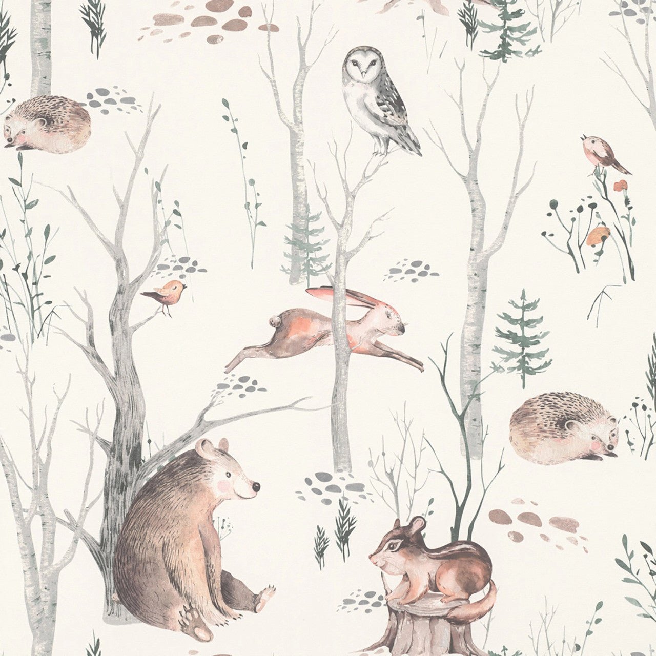 Kids World Woodland Walk Wallpaper - Neutral - Rasch - 300048 - Premier Wallcovering