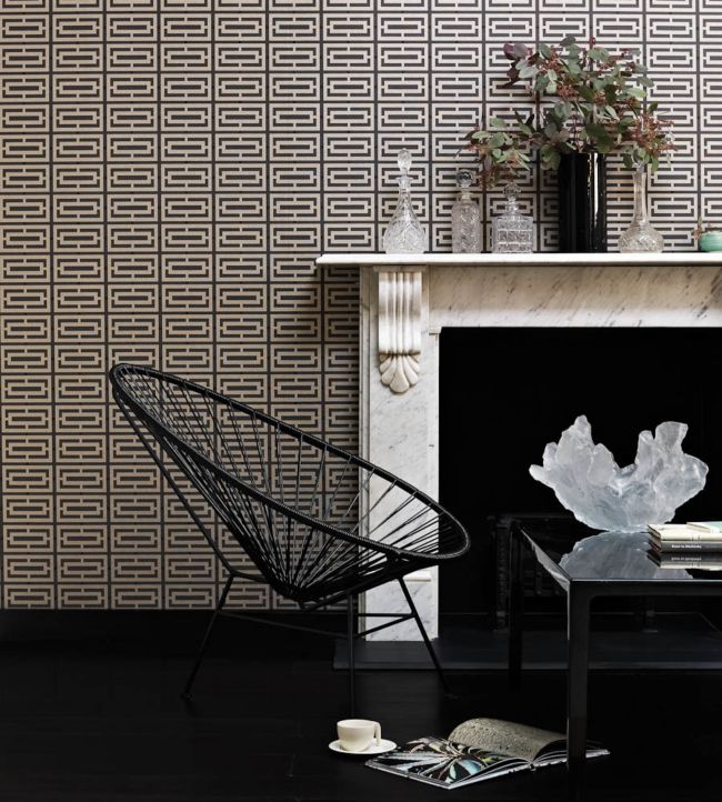 Kikko Trellis Vinyl Wallpaper - Cappuccino/Copper - Osborne & Little - W6330-06 - Premier Wallcovering