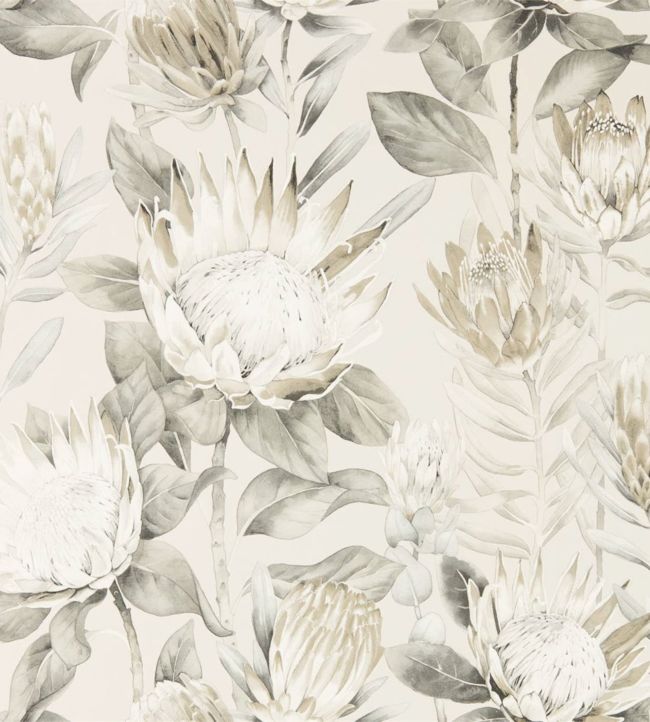 King Protea Wallpaper - Linen/Mica - DGLW216647 - Sanderson - Premier Wallcovering
