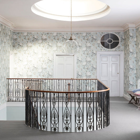 King Protea Wallpaper - Aqua/Linen - Sanderson - DGLW216645 - Premier Wallcovering