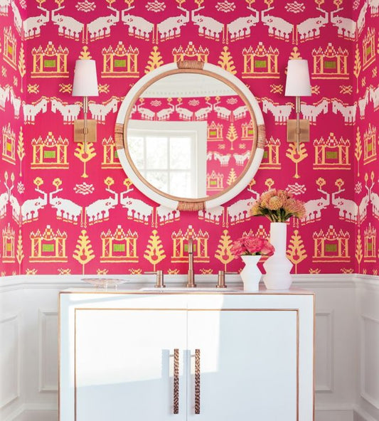 Kingdom Parade Wallpaper - Pink - Thibaut - T10640 - Premier Wallcovering