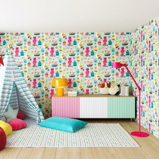 Kitten Kaboodle Wallpaper - Spearmint - Ohpopsi - WGU50108W - Premier Wallcovering