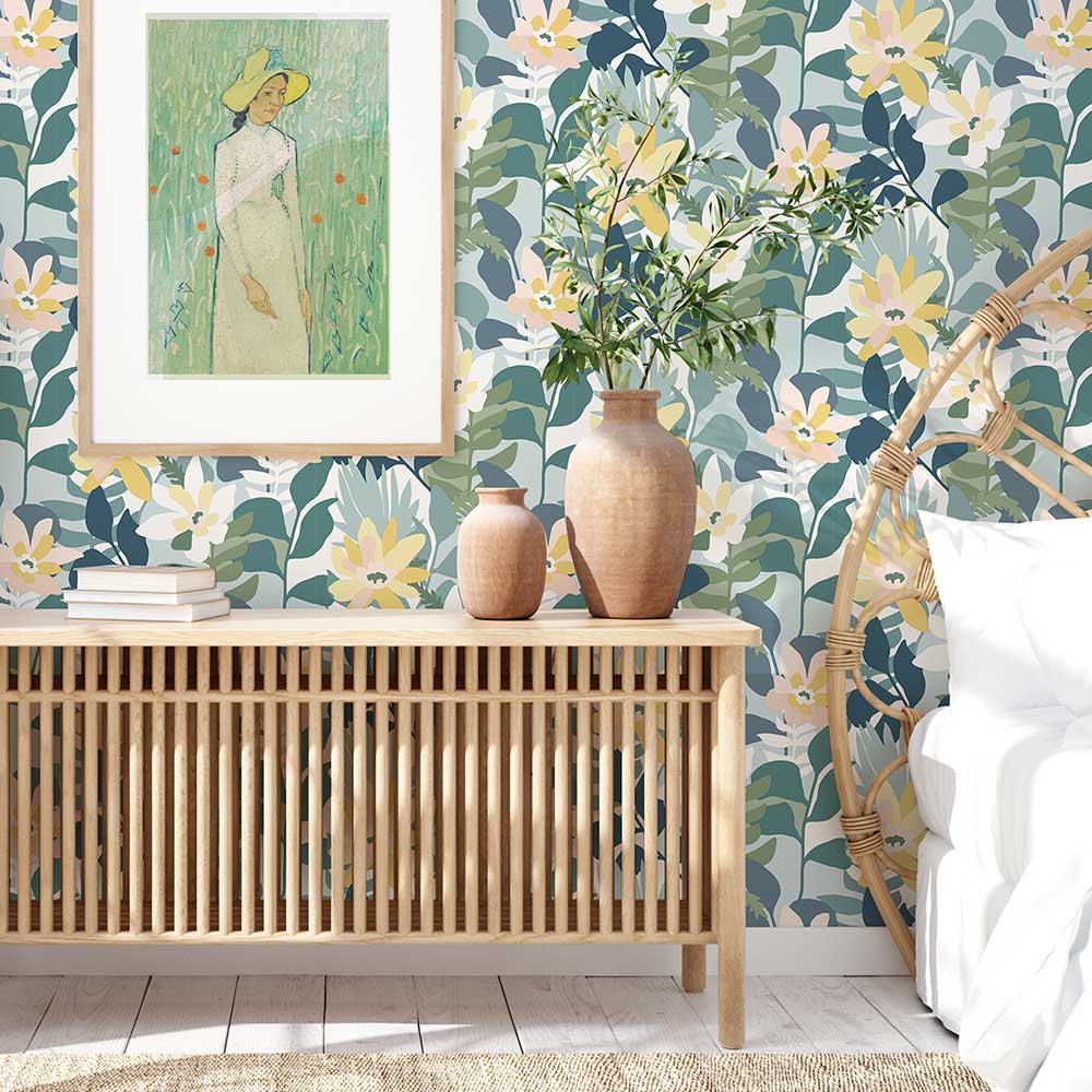 Koko Wallpaper - Turquoise - A Street Prints - FD26456 - Premier Wallcovering