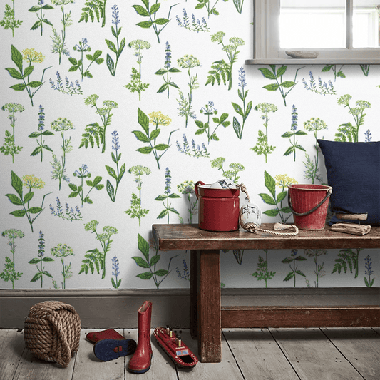Koksvaxter Wallpaper - Green / Yellow / White - Boråstapeter - 1789 - Premier Wallcovering