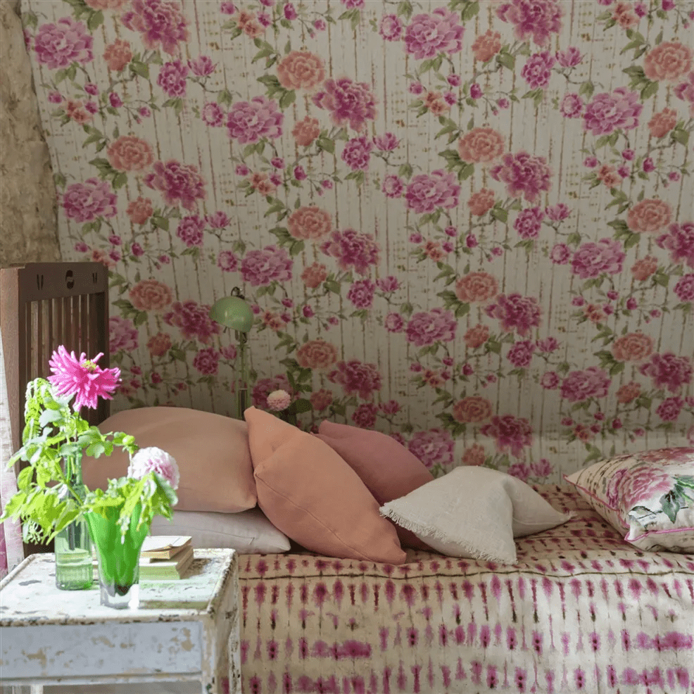 Kyoto Flower Wallpaper - Coral - PDG1158/02 - Designers Guild - Premier Wallcovering