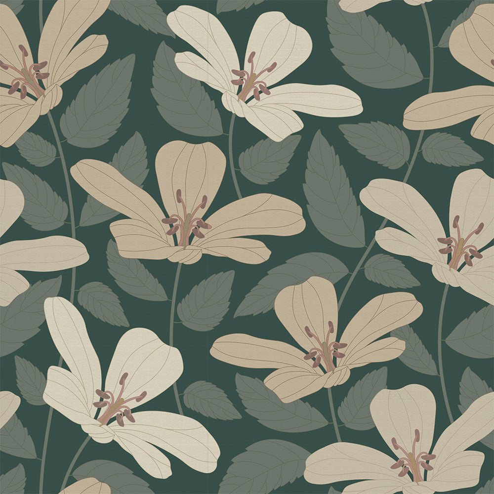 La Fleur Wallpaper - Earthy Hues on Juniper - LAN100192 - Lucie Annabel - Premier Wallcovering