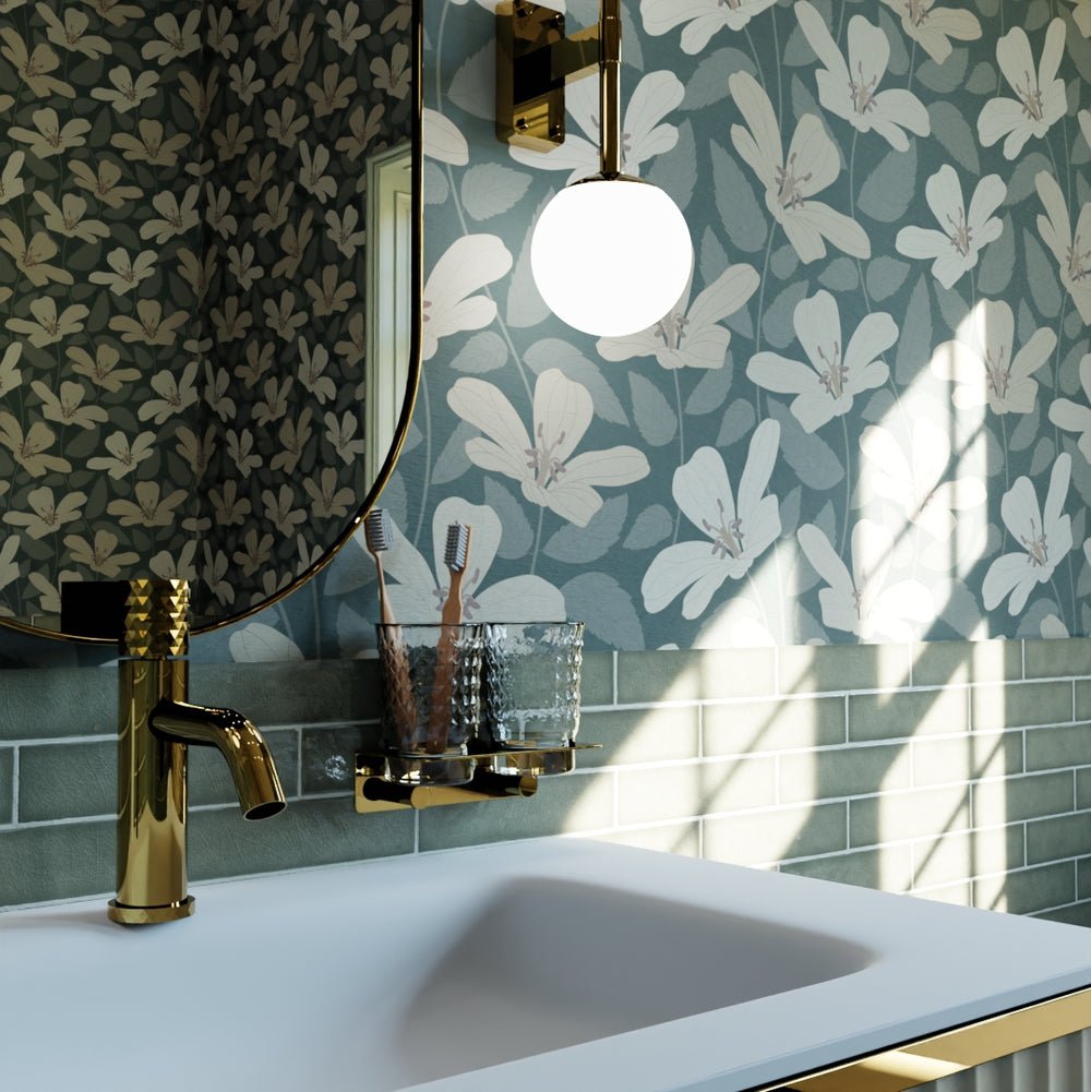 La Fleur Wallpaper - Earthy Hues on Juniper - LAN100192 - Lucie Annabel - Premier Wallcovering