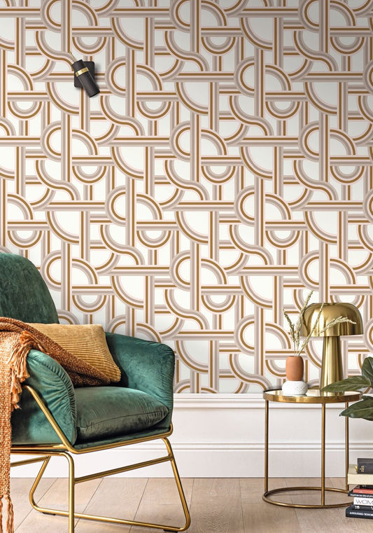 Labyrinth Impass Wallpaper - Beige - Caselio - 102121020 - Premier Wallcovering