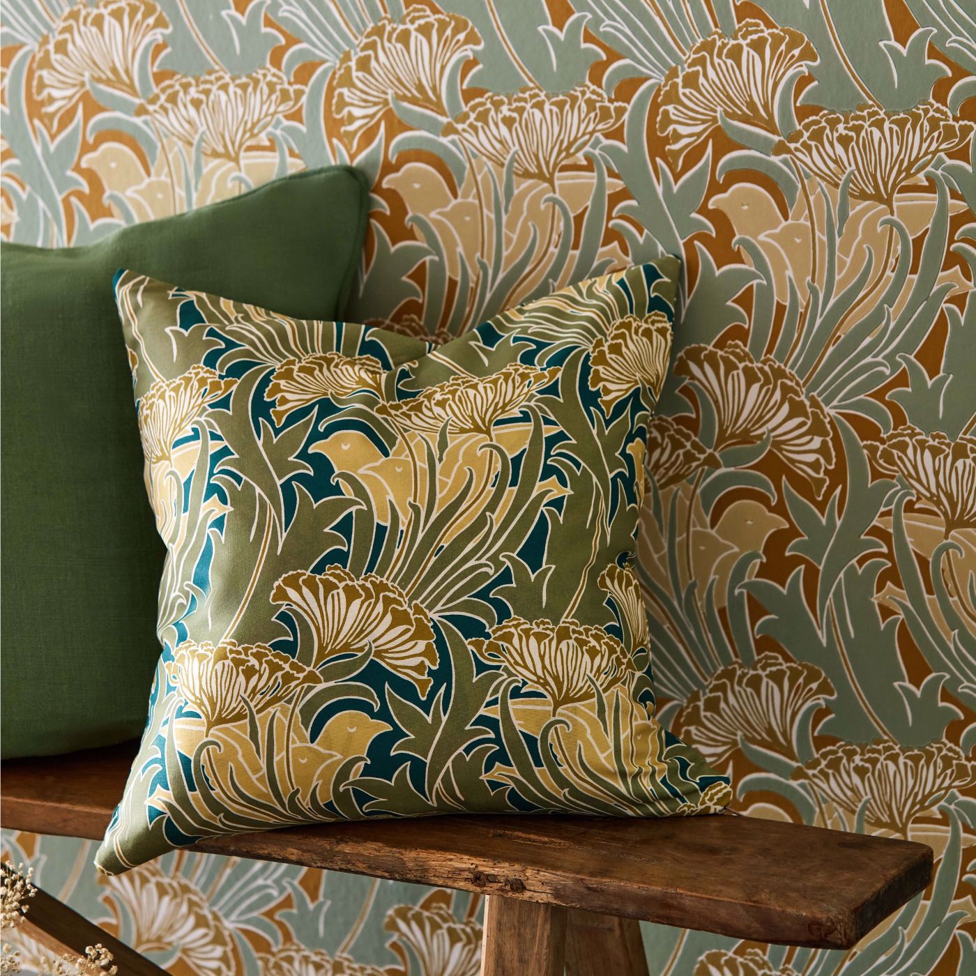 Laceflower Wallpaper - Tobacco/Pistachio - 217354 - Morris & Co - Premier Wallcovering