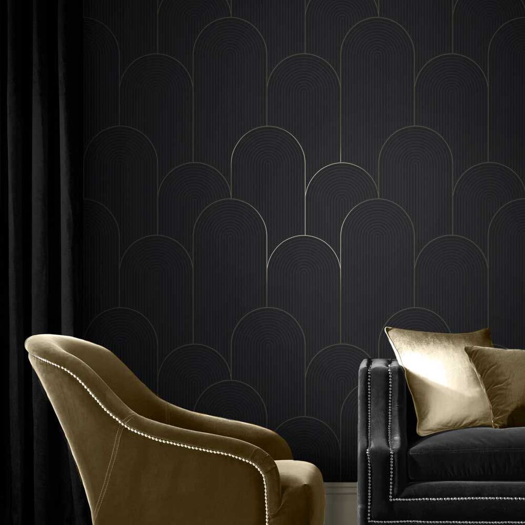 Lancet Wallpaper - Black Gold - Graham & Brown - 118020 - Premier Wallcovering