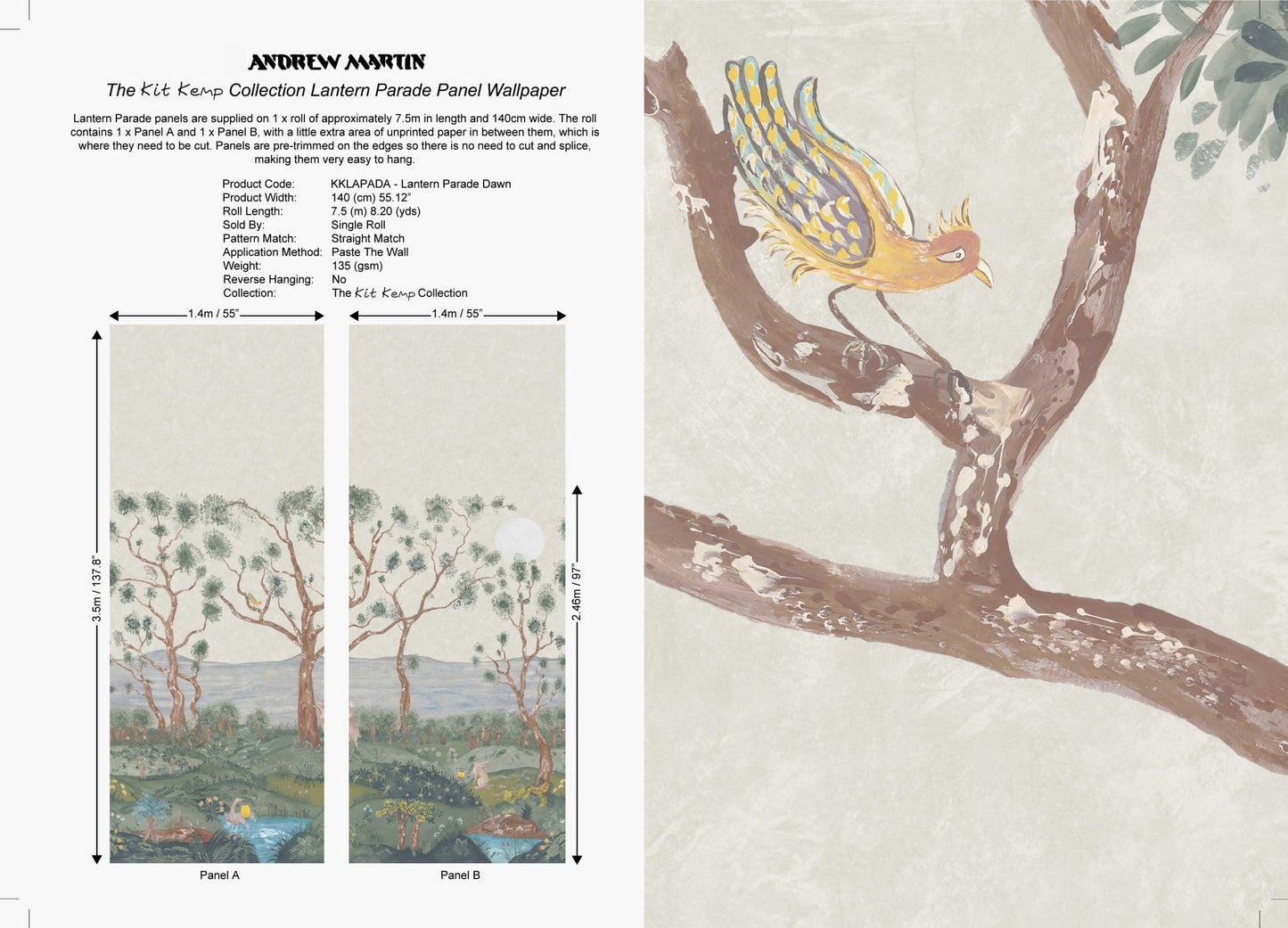 Lantern Parade Wallpaper - Dawn - Andrew Martin - KKLAPADA - Premier Wallcovering