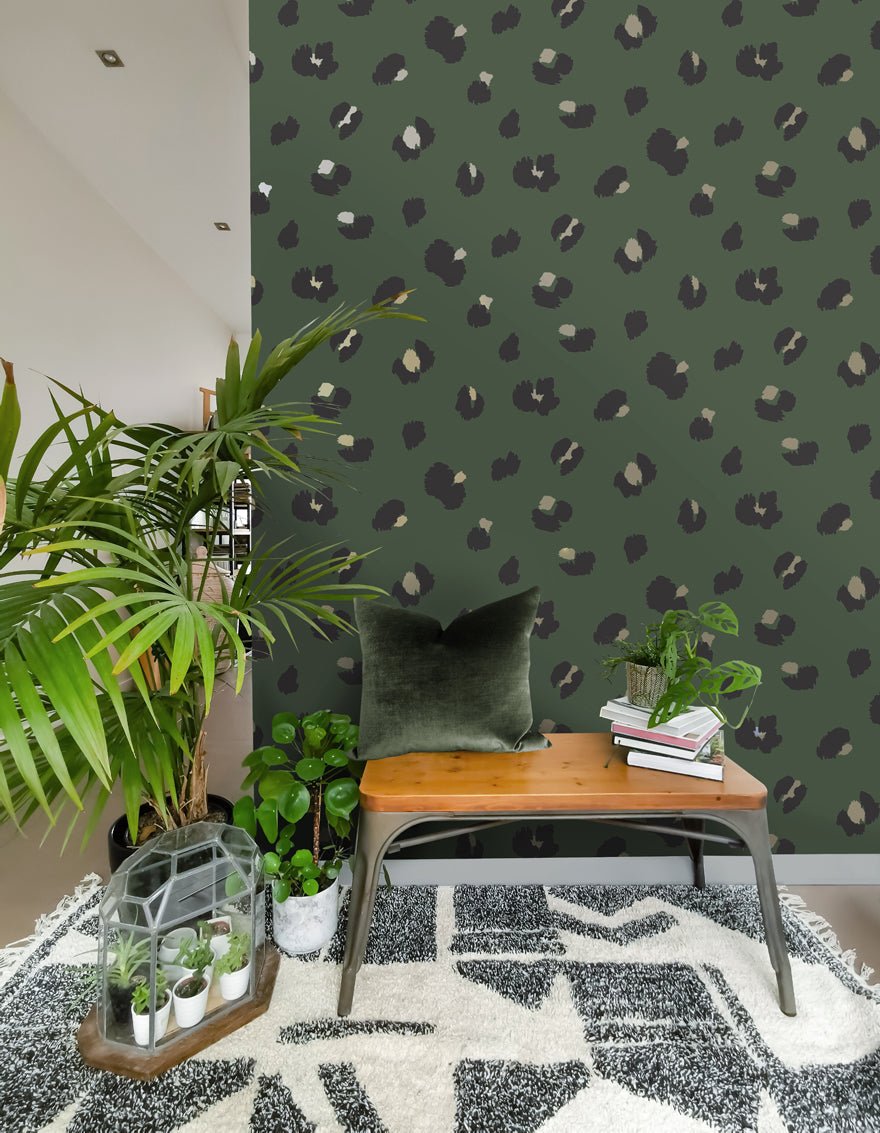 Large Leopard Spot Wallpaper - Green - Holden Décor - 13033 - Premier Wallcovering