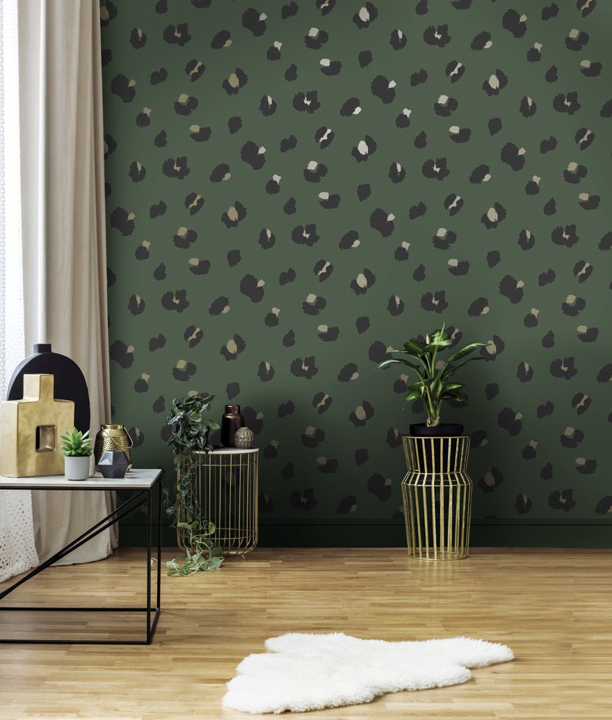 Large Leopard Spot Wallpaper - Green - Holden Décor - 13033 - Premier Wallcovering