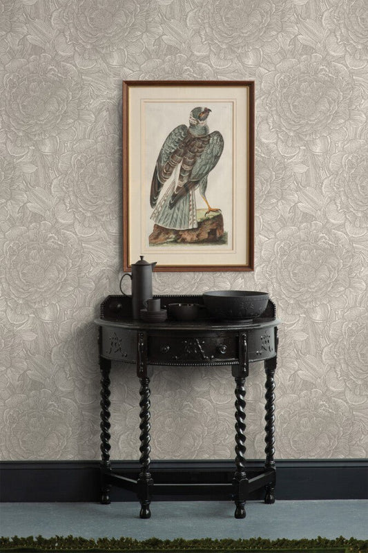 Large Tudor Rose Wallpaper - Stone - Timorous Beasties - STCO/LTR/RNW/01 - Premier Wallcovering