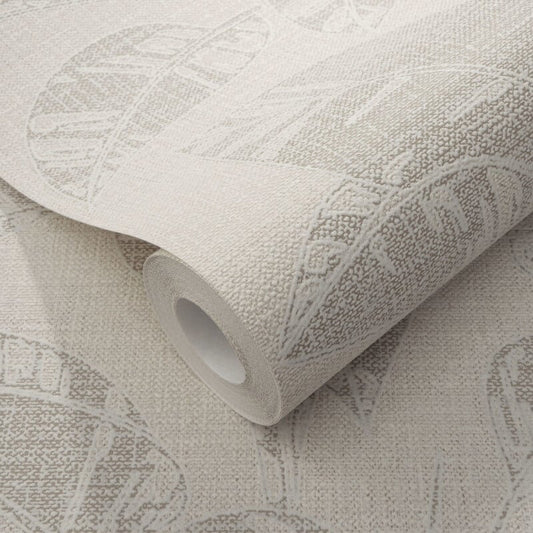Largo Leaf Metallic Wallpaper - Beige - Erismann - 10459 - 02 - Premier Wallcovering