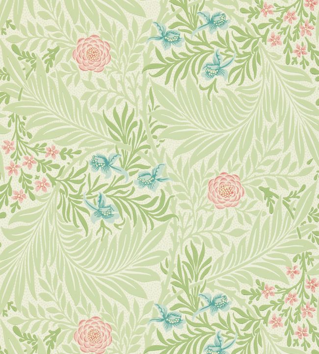 Larkspur Wallpaper - Green/Coral - 212558 - Morris & Co - Premier Wallcovering