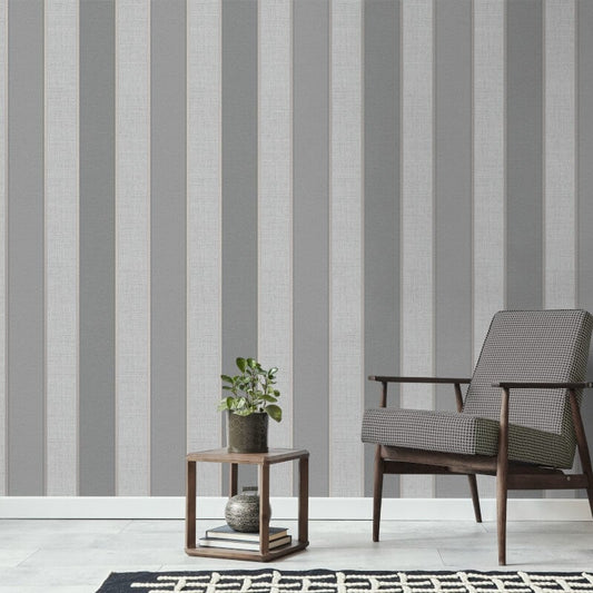 Larson Stripe Metallic Wallpaper - Charcoal/Gold - Fine Décor - FD42822 - Premier Wallcovering