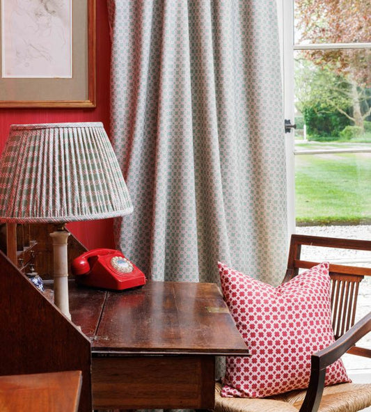 Lattice Cane Fabric - Olive/Red - Barneby Gates - BGF060301 - Premier Wallcovering