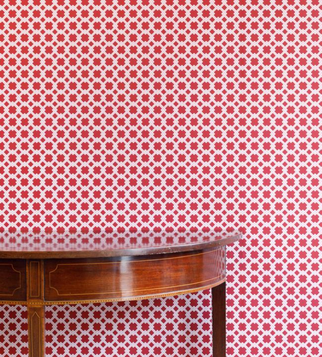 Lattice Cane Wallpaper - Red / Pink - BG2500202 - Barneby Gates - Premier Wallcovering