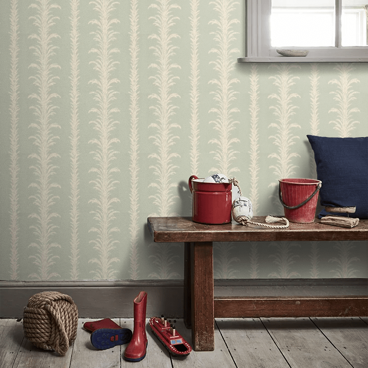 Lauderdale Wallpaper - White / Duck Egg - Little Greene - 0273LAVILLA - Premier Wallcovering