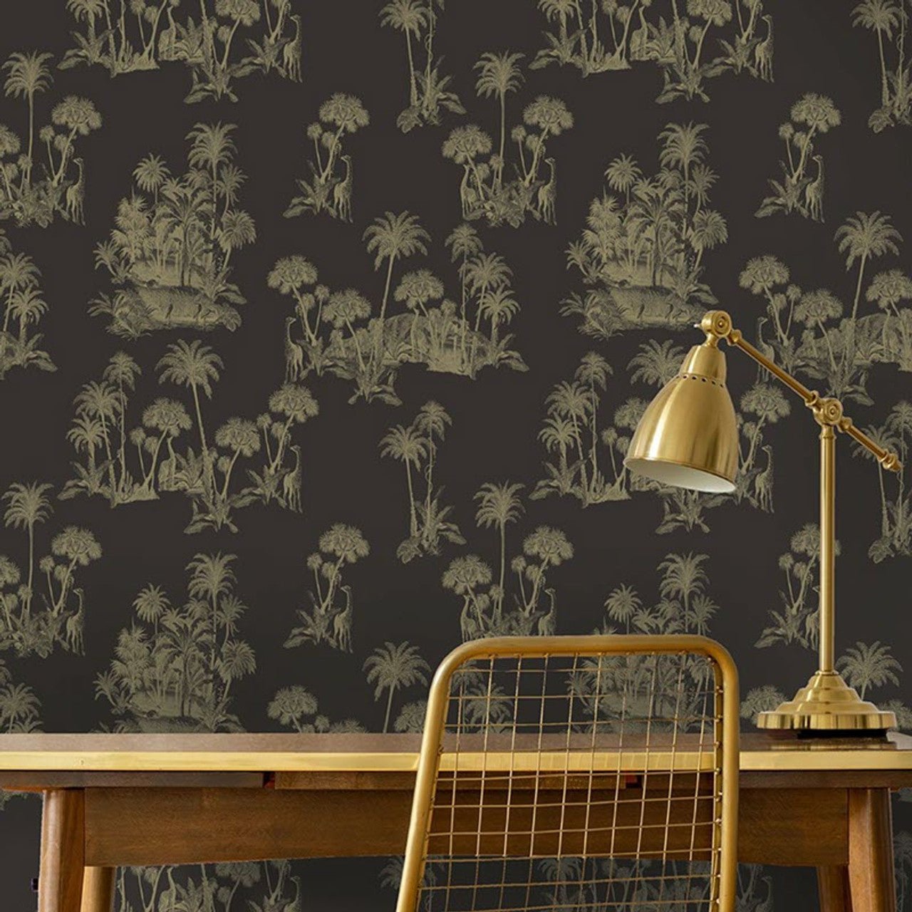 Laurel Fantasia Wallpaper - Black/Gold - Ted Baker - 12595 - Premier Wallcovering