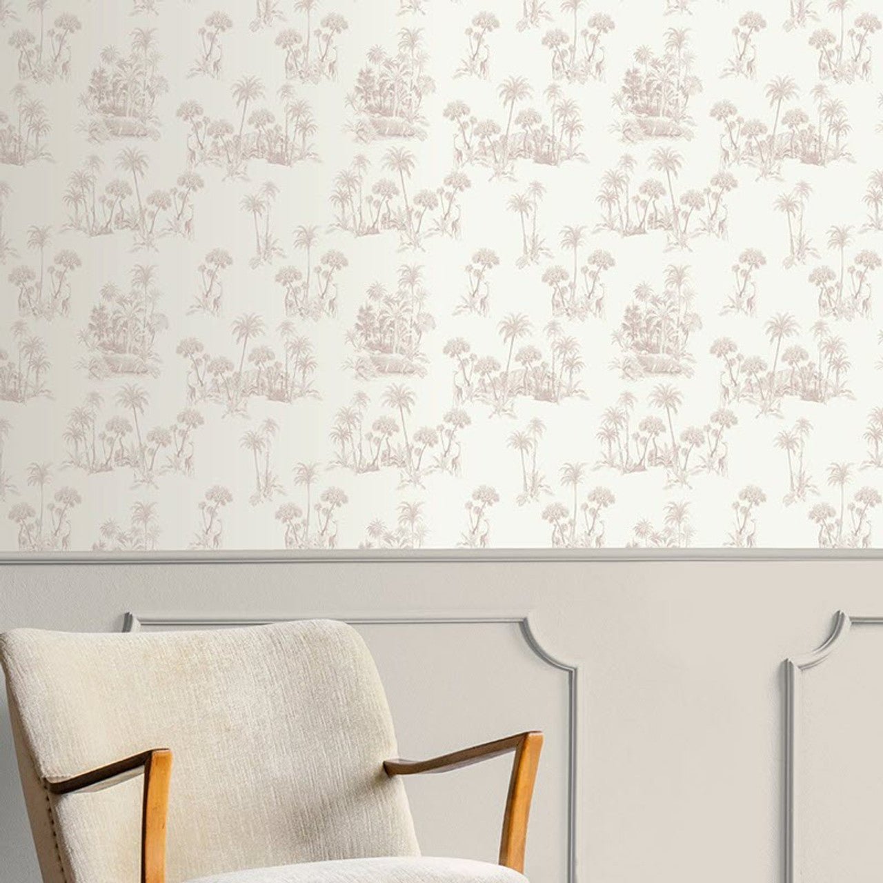 Laurel Fantasia Wallpaper - White/Blush - Ted Baker - 12597 - Premier Wallcovering