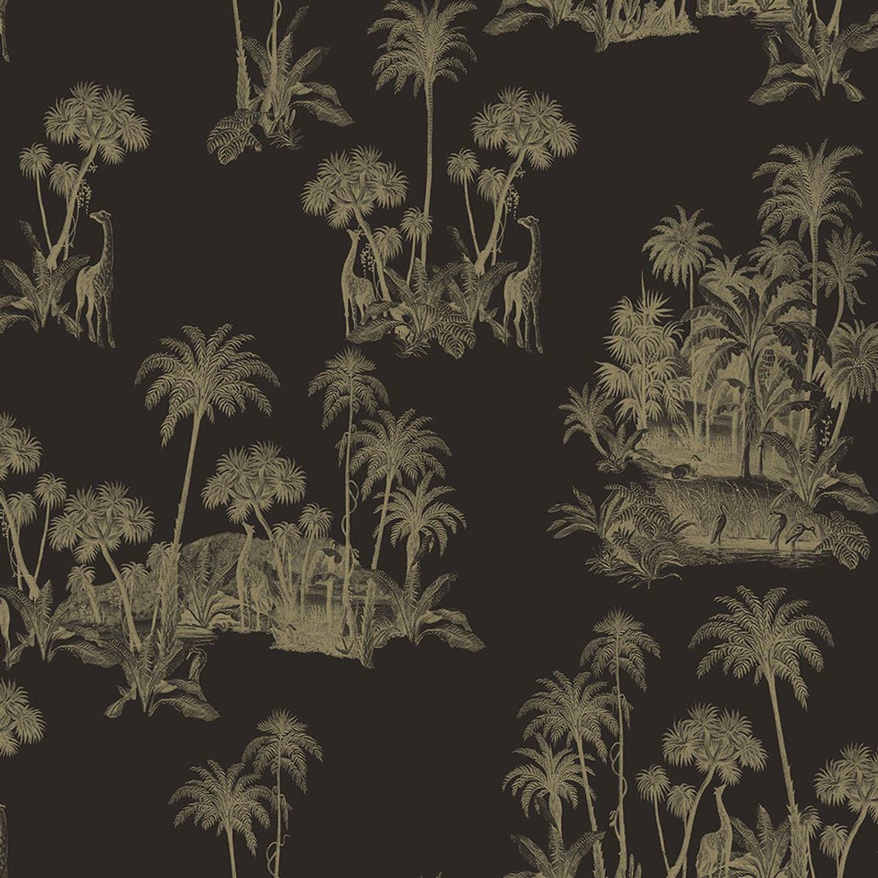 Laurel Fantasia Wallpaper - Black/Gold - Ted Baker - 12595 - Premier Wallcovering