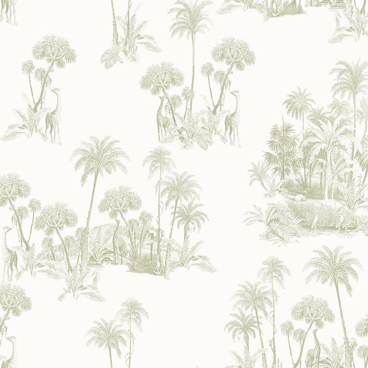 Laurel Fantasia Wallpaper - White/Green - Ted Baker - 12598 - Premier Wallcovering