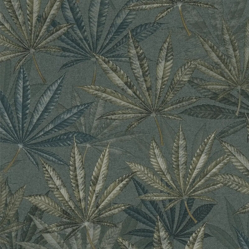 Layered Palm Leaves Wallpaper - Grey/Green - Michalsky Living - 39984-4 - Premier Wallcovering