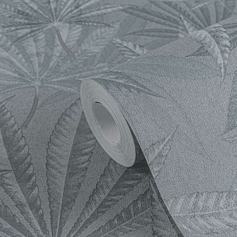 Layered Palm Leaves Wallpaper - Grey - Michalsky Living - 39984-2 - Premier Wallcovering