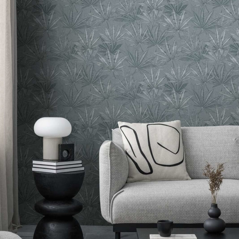 Layered Palm Leaves Wallpaper - Grey - Michalsky Living - 39984-2 - Premier Wallcovering
