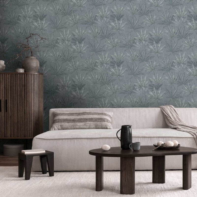 Layered Palm Leaves Wallpaper - Grey - Michalsky Living - 39984-2 - Premier Wallcovering