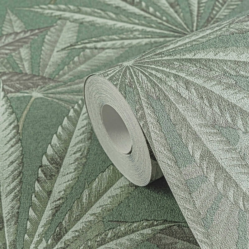 Layered Palm Leaves Wallpaper - Green - Michalsky Living - 39984-1 - Premier Wallcovering