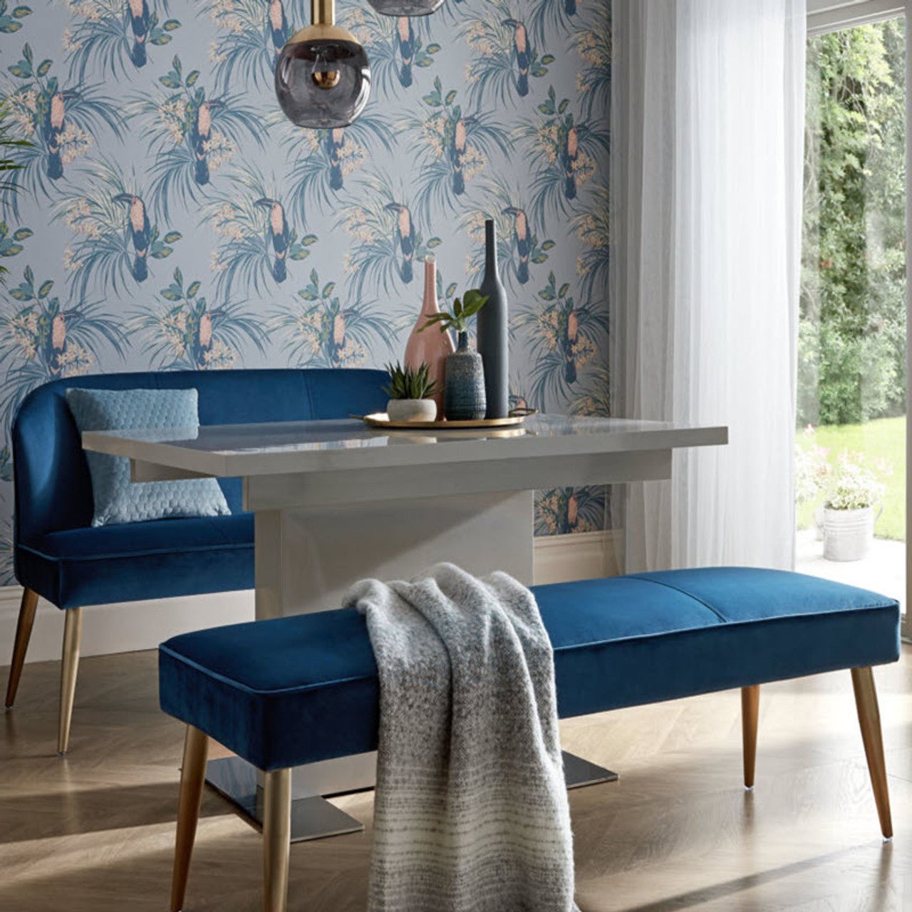 Le Toucan Wallpaper - Pale Blue - 1838 wallcoverings - 1907 - 135 - 01 - Premier Wallcovering